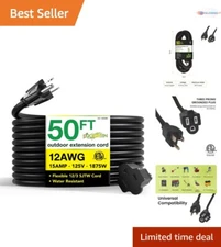 Reliable 50 ft 12/3 SJTW Outdoor Extension Cable for Tools and Equipment