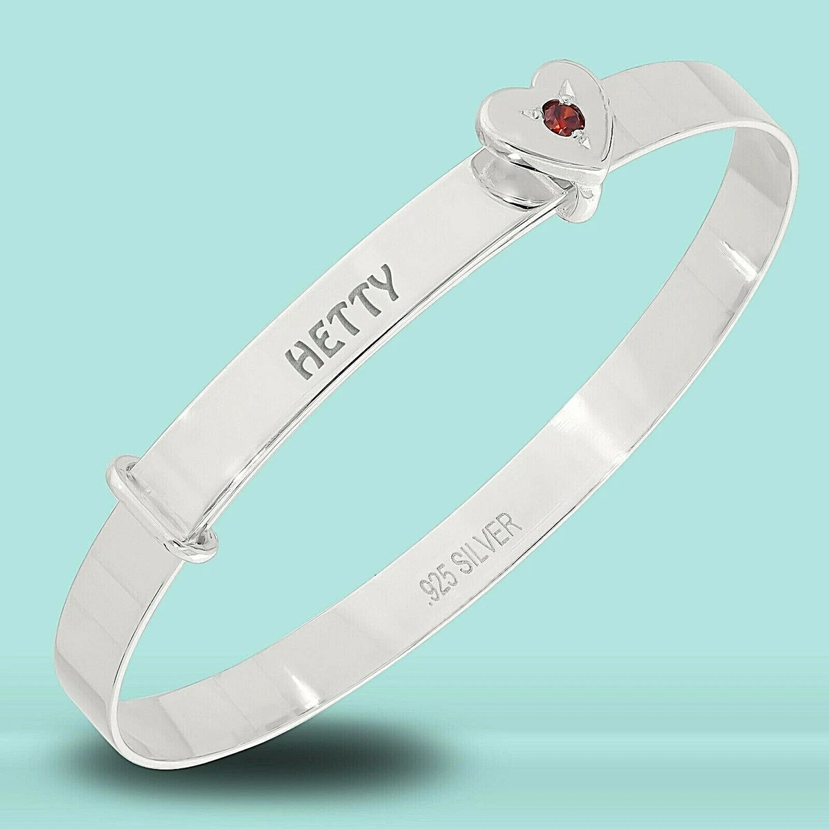 Personalized Newborn Bangle Birthstone Bracelet 925 Silver Baby Shower Name Gift