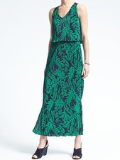 NWT Banana Republic New $158 Women Fern Print Layered Pleat Maxi Dress Size S, L