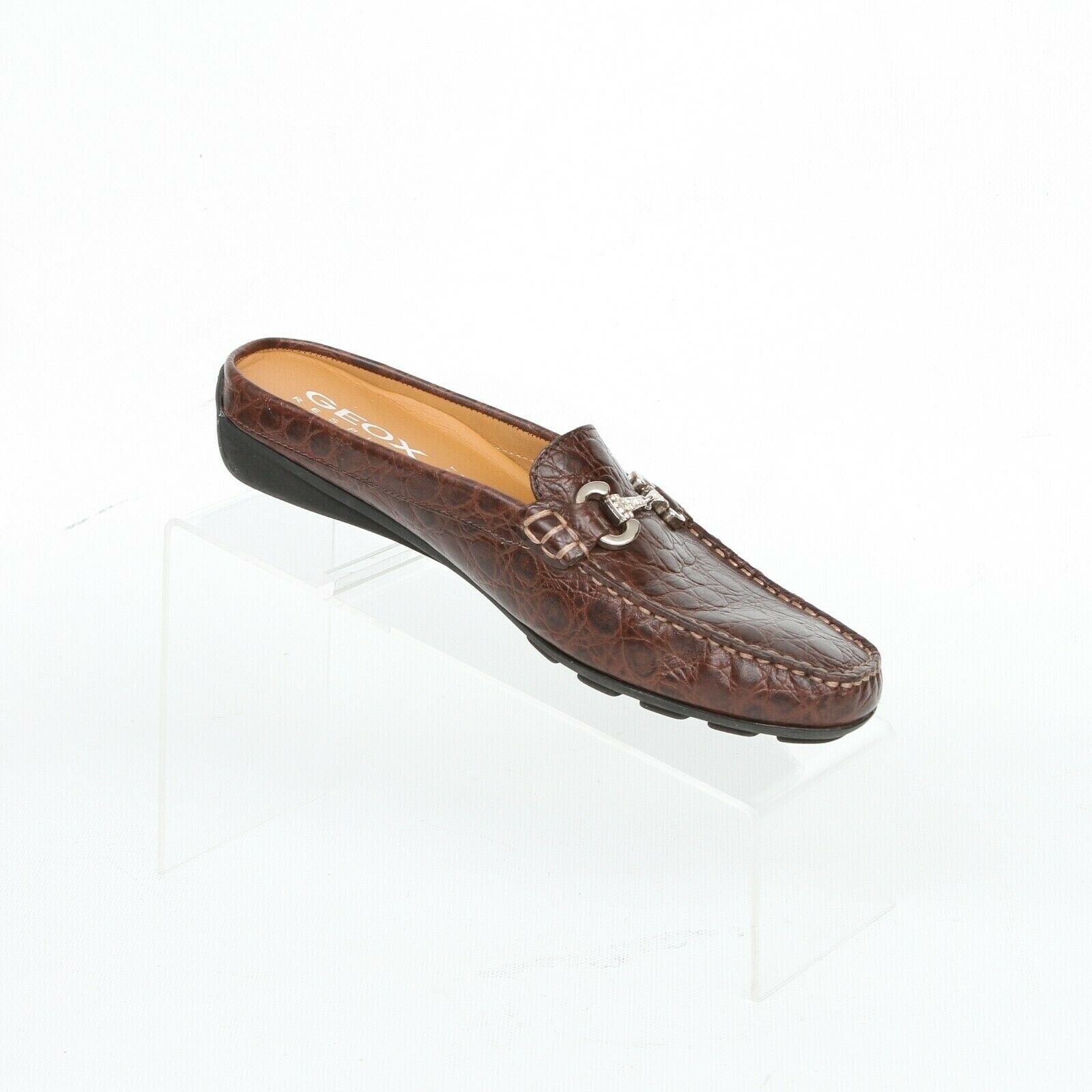 cerrar crédito Lo encontré Geox Respira Brown Croc Print Leather Horsebit Mule Slides Womens 38 US 8  Casual | eBay