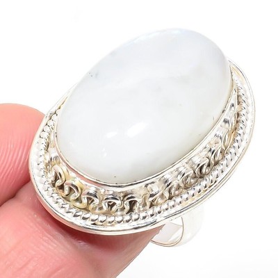 Lot De Bagues En Pierre De Lune Arc-en-ciel Plaqué Argent 925 - Fabriqué à La Main En Inde, Tailles Mélangées, Style Empilable, Nickel-free, Idéal Pour Bijouterie Et Cadeaux