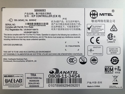 Mitel 50006093 Mitel ICP Controller (CXII) Mitel 3300 CXII Controller -Inc VAT - Picture 7 of 7