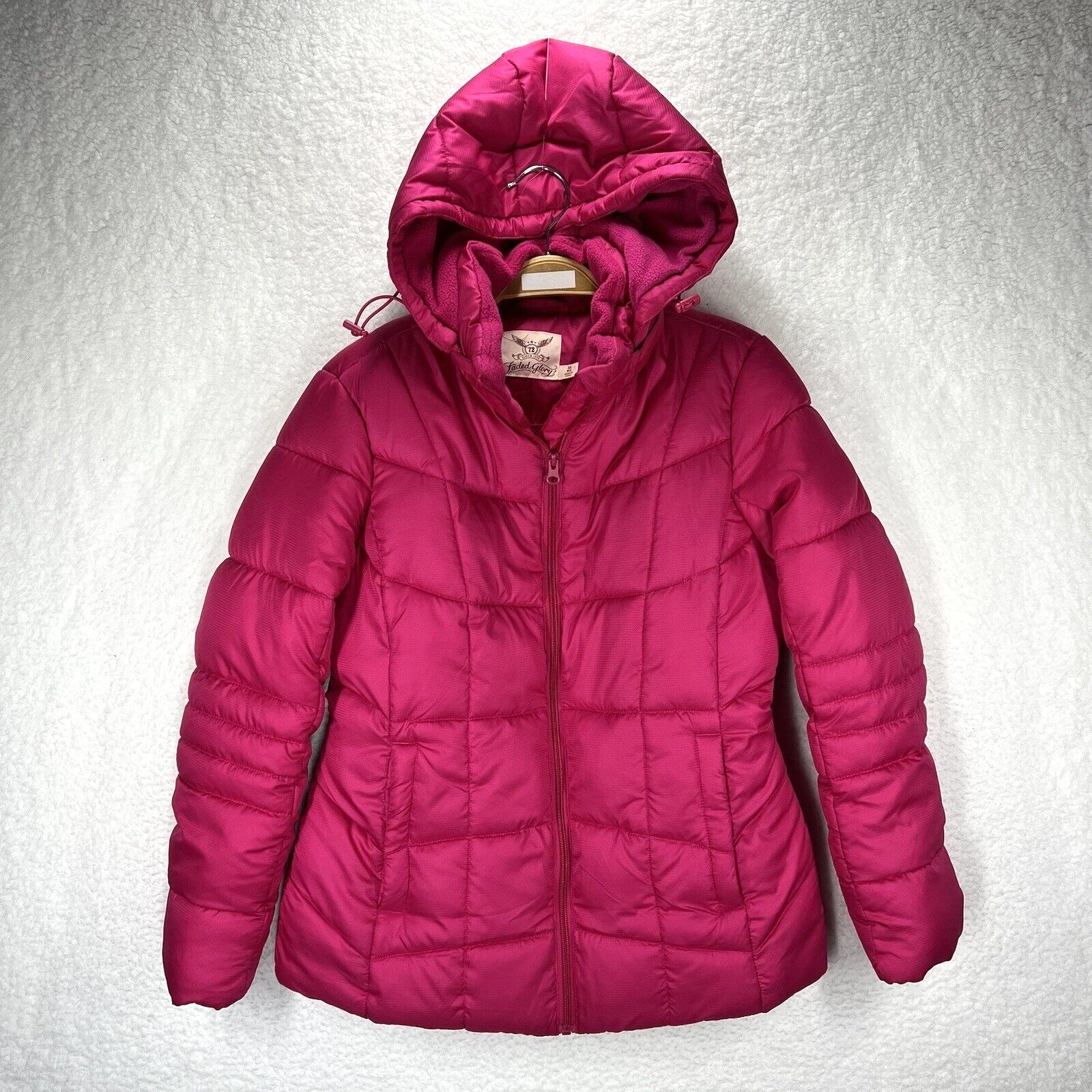 VETEMENTS Giacca parka Faded Glory donna XS rosa caldo con cappuccio tasche puffer magenta