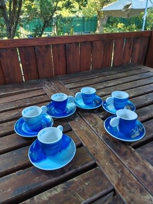 VTG Thun BLUE Caffee al Volo espresso cups and saucers set of 6 2008