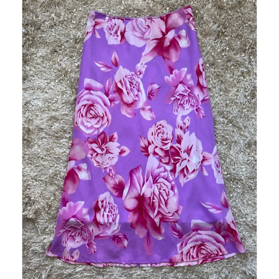 Pierre Cardin Skirt Womens 12 Petite Floral Y2K 90s Cottage Midi A Line Purple - Image 2 of 4