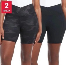 Danskin Women's 2-Pack Bike Shorts, Black Salt/Black Camo, Size M "OPEN BOX"