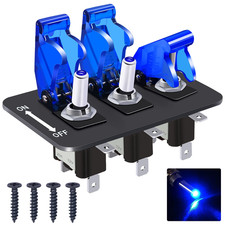 /3 Gang Rocker Toggle Switch Panel with 12V LED Light Toggle Switch 20A Heavy Du