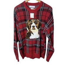  NWT Chunky Oversized Puppy Dog Sweater Black/Red Size Small