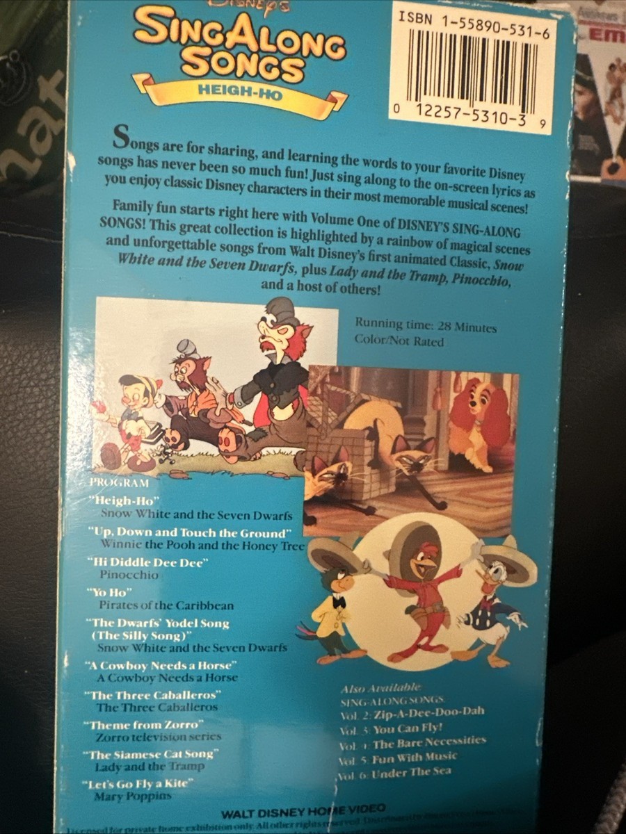 Disneys Sing Along Songs - Snow White: Heigh-Ho (VHS, 1994