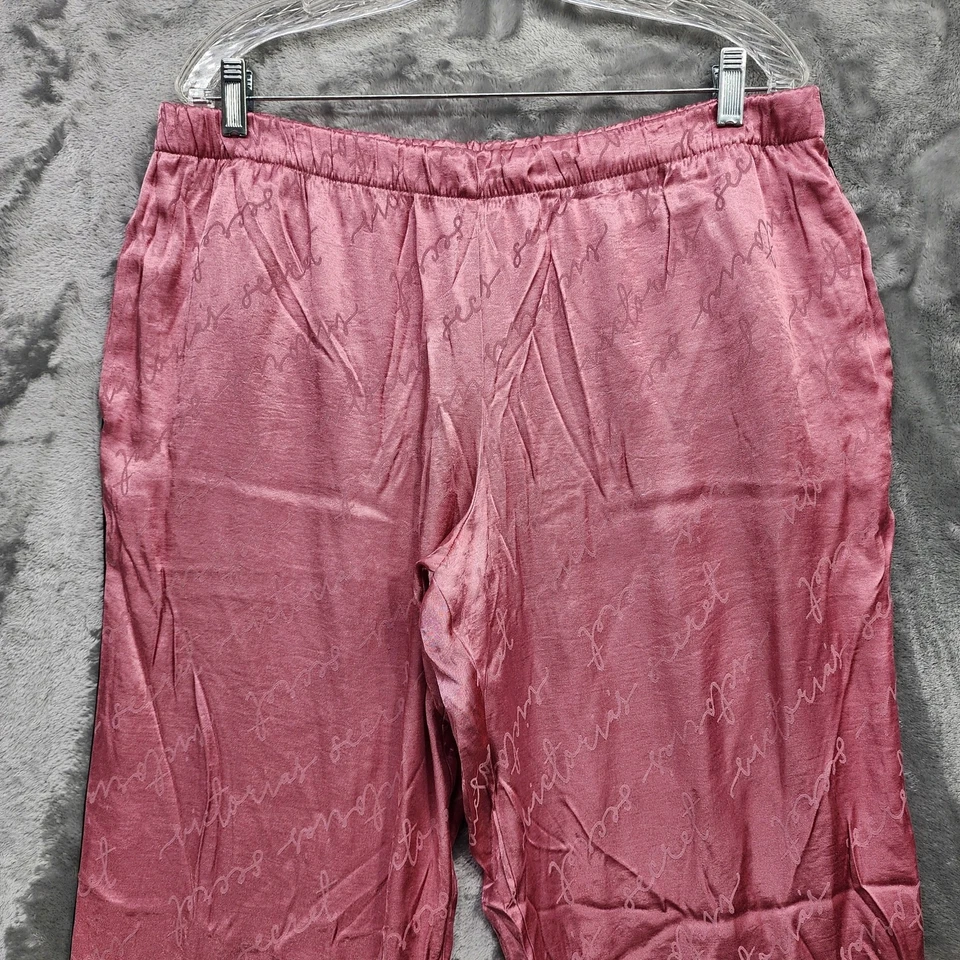 Pantalones de pijama Victoria's Secret para mujer XL rosa negro a rayas laterales satinado salón Foto 2 de 4