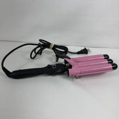 Alure Digital Curling Iron Wand 3 Barrel Beach Waves Hair Iron PInk & Black