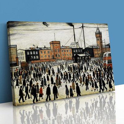 LS Lowry Going To Work Gemälde 1943 Leinwand gerahmter Druck Bild Wandbild