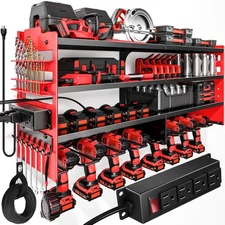 Large Power Tool Organizer Wall Mount with Charging Station,4 Layer Heavy Dut...