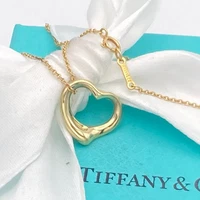 Tiffany & Co. Gold 16mm 3.5g Open Heart Pendant Necklace 16" Elsa Peretti
