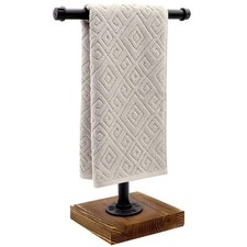 Hand Towel Holder, T-Shape Height 15'' Black Hand Towel Holder Stand, Free St...