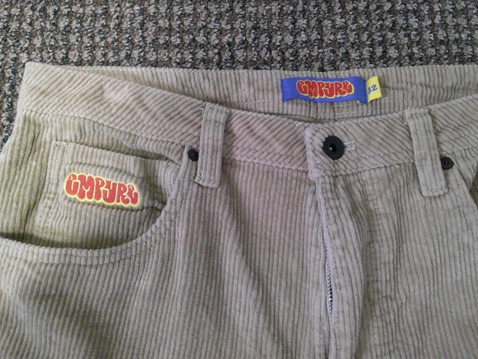 Vtg Y2K EMPYRE Relax Tan Cord Corduroy Pants Relaxed Fit Wide Leg Skater 32"x31" - Image 2 of 4