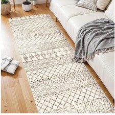 Elegant 2'6"x8' Washable Moroccan Runner Rug - Non-Slip, Geometric Design
