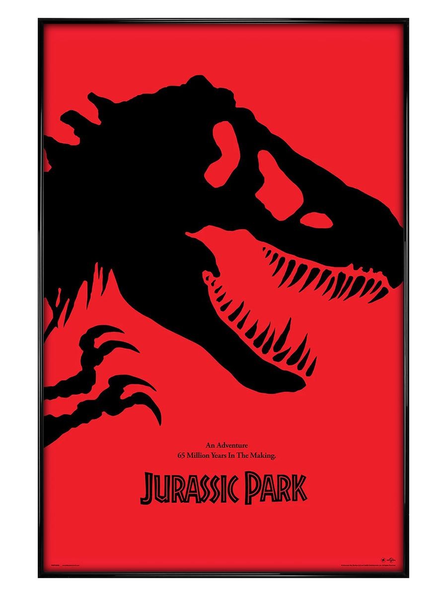 Jurassic Park Red Maxi Poster - Black Gloss Framed
