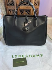 Longchamp Roseau Black Smooth Leather Tote