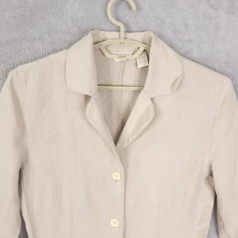 Chaqueta Blazer Jill 100% Lino Mujer Beige Talla 4 Manga Larga Bolsillos Abotonados Foto 3 de 4
