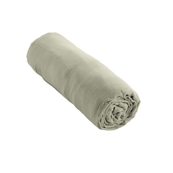 Drap housse 200x200 cm en gaze de coton lavé GAÏA couleur Vert d'eau