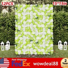 Artificial Flower Wall Panels - 12-Piece Silk Floral Decor 15x15 in
