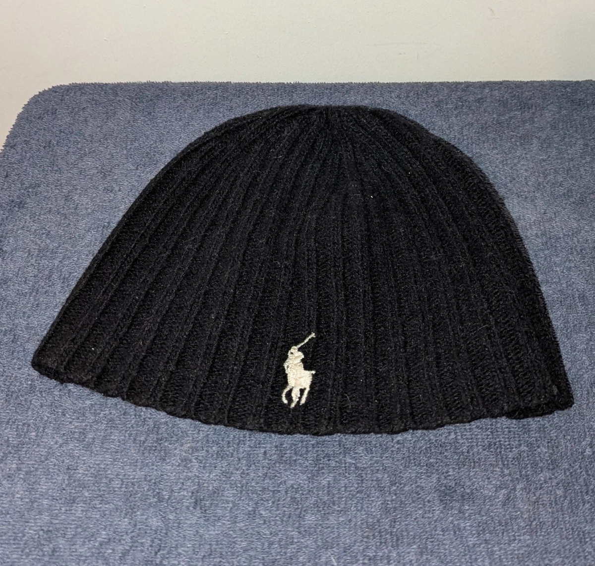 Y2K Polo Ralph Lauren Ivory Knit Beanie Hat With RL Flag Logo Acrylic & Wool Ble Polo Ralph Lauren Acrylic Beanie Hats for Men for sale - eBay main image 2