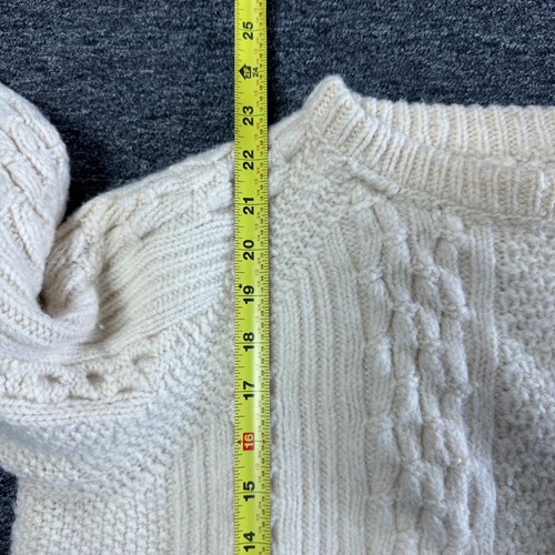 Vintage 80s Handmade Irish Fisherman Cable Knit Wool Thick Sweater Sz XL Ivory, Size XL, $45 - Photo 4