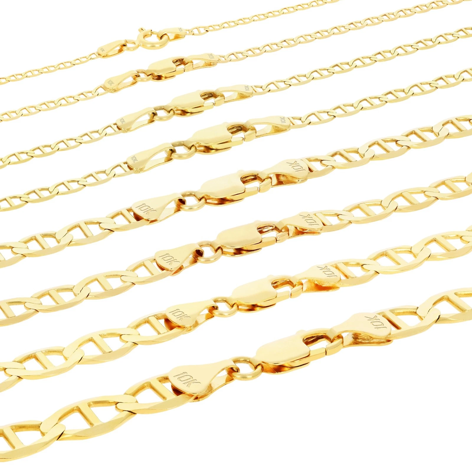 10K Yellow Gold Solid 2mm-9mm Mariner Anchor Link Necklace Mens Womens 16"- 30" Review