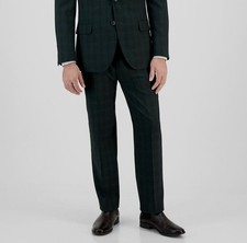 Nautica Men's Green Plaid Modern Stretch Flat Front Gaff Suit Pants Size 41W-32L