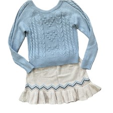 Gymboree 7 Girls Sweater Top  Fair Isle Sweater Skirt First Frost 2 PC