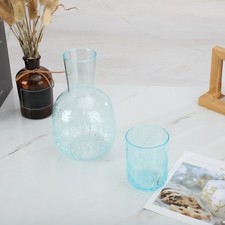﹣Jug And Glass Set Bedside Water Carafe Crystal Bottle Retro With Relief For
