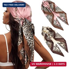 Head Scarf for Women Hair - 2 Pack 35" Square Satin Scarf, Silk Hair Scarf for W