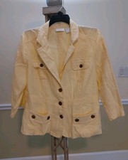 Chicos Linen Lightweight Jacket Women's Sz 3 X-LARGE 3/4 Sleeves