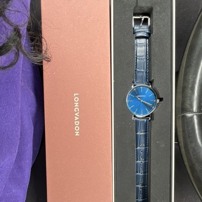 Longvadon Classic Bleu Nuit Quartz 40mm Blue Dial Leather Strap Box 