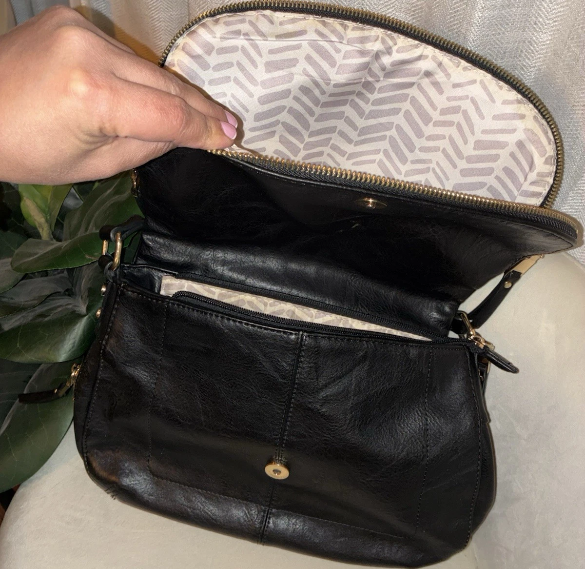 Mystique Black Faux Leather Backpack Purse Gold Hardware Convertible Crossbody The_San_Francisco_Leather_Smal  main image 2