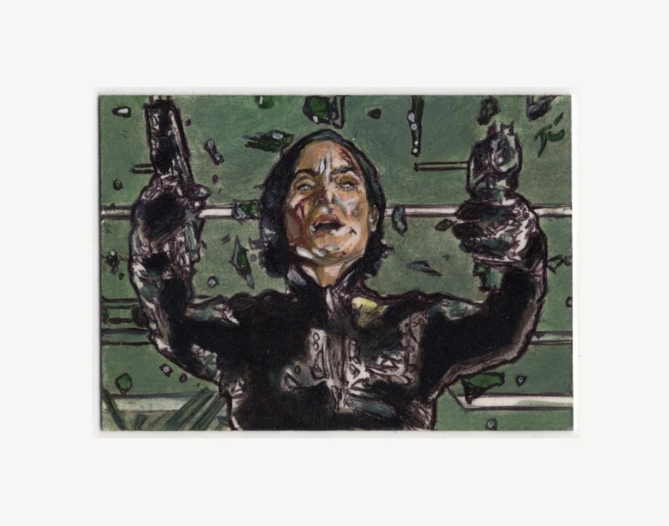 The Matrix Carrie-Anne Moss Trinity Sketch Card Lee Lightfoot Cyber Series Paint - Image 3 of 4