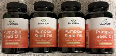 Swanson Pumpkin Seed Oil 1000 mg 400 Sgels Heart Brain Prostate Health + Bonus