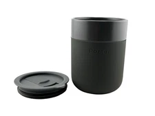 Porter To-Go Mug-Ceramic Mug w/ Protective Silicone Sleeve, Charcoal, 12 oz.-NEW
