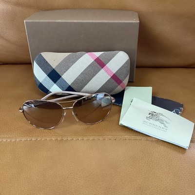 Burberry Aviator Sunglasses Gold Metal Frame Brown Tinted  display picture 1