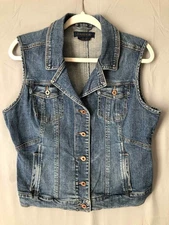 Vtg Jeanstar Denim Vest Classic Indigo Blue Y2K Eclectic Bohemian sz L