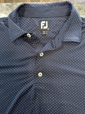 FootJoy Golf Polo FJ Performance Men's L Blue White Polka Dot