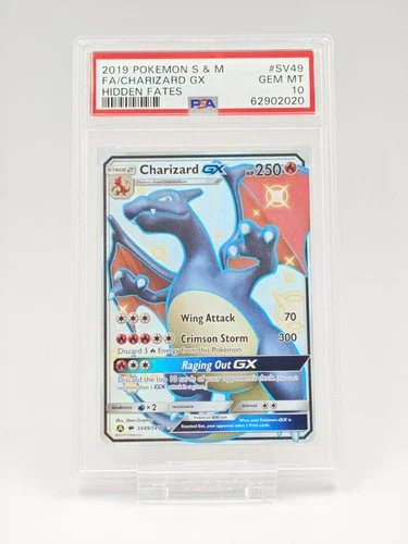 2019 POKEMON SUN & MOON HIDDEN FATES #SV49 FA/CHARIZARD GX HIDDEN FATES PSA 10