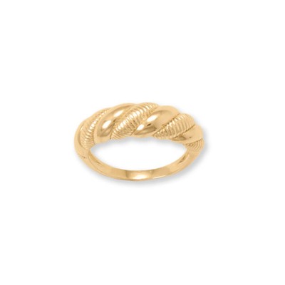 Women's Gold Plated 925 Sterling Silver Alternating Textured Twist Ring - Minima