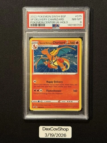 2022 SWSH BSP #75 “Special Delivery Charizard” Pokémon Center UK Promo PSA 8