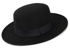 Pork Pie Hat for Men Women Short Brim Fedora Flat Hat Wool Felt Boater Panama...