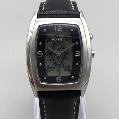Fossil Big Tic JR-8187 Watch Women 30mm Black Leather Band New