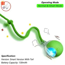 Cat Interactive Ball Toy, Automatic Rolling Ball with Tail, Rechargeable Smart P
