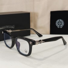 Chrome Style Hea ts Black Square Eyeglasses Silver Floral Embellished Frame