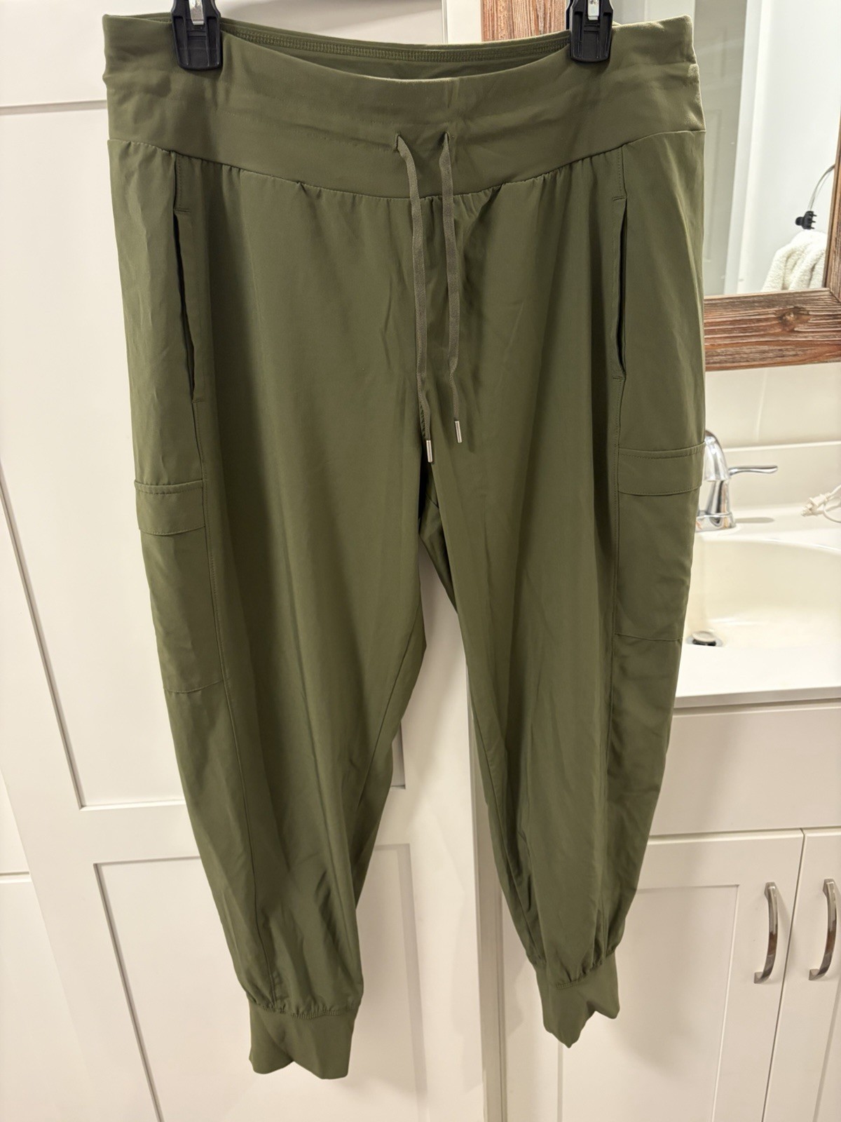 CALIA Women's Activewear Jogger Pants Olive Size L Drawstring Stretch Pockets